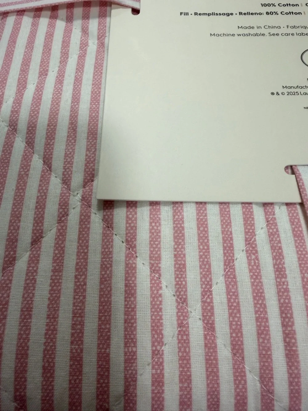 Laura Ashley Pink and White Oxford Striped Twin Quilt Set ~ Coquette